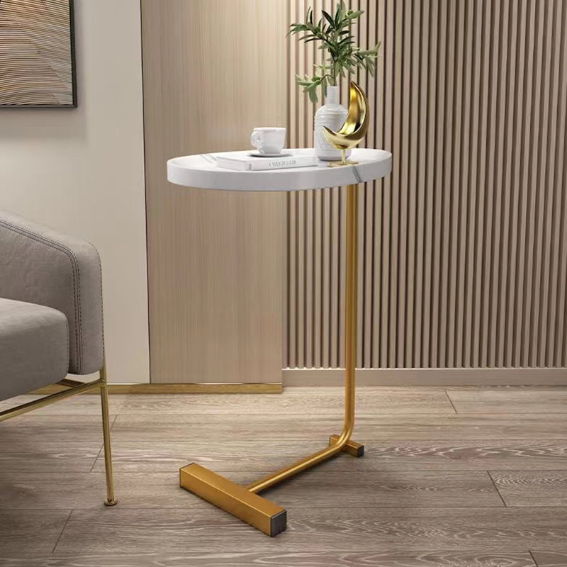 Table d'appoint blanche - S'adapte bien aux meubles avec une extrémité compacte de 4,68 lb pour les petits espaces et une structure en métal de 23,42 po de hauteur