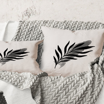 Carré, feuille tropicale abstraite I - coussin décoratif moderne imprimé