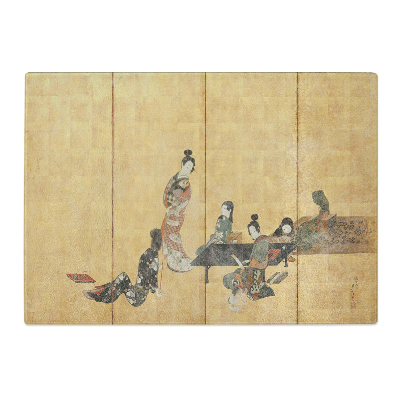 Tempered Glass Parody of the Four Accomplishments by Shibata Zeshin Chopping Board, 39 cm x 28.5 cm