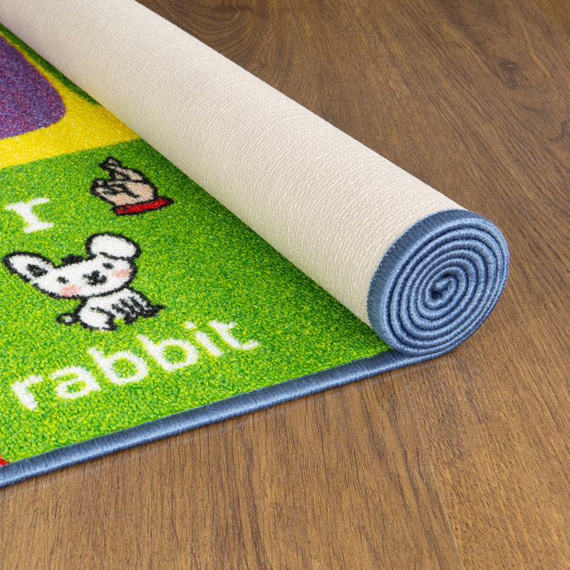 ABC Alphabet ASL Sign Language Learning Game Play Non Slip Kids Rug Carpet Classroom Playroom Mat, Rectangle 8'2" x 9'10"