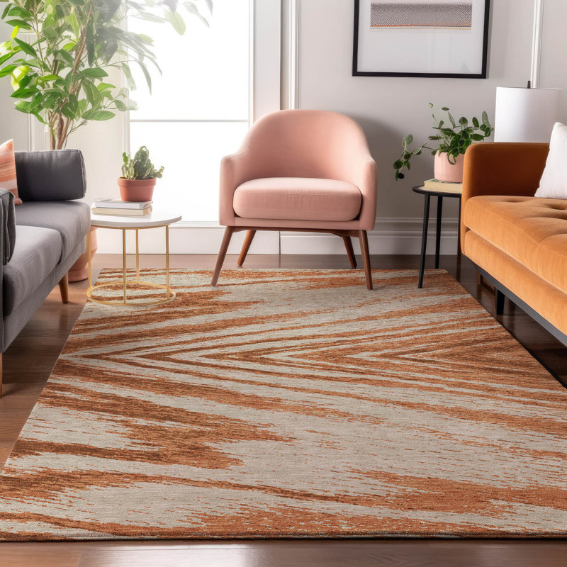 Premium Machine Washable Prisco Paprika Rug, Rectangle 2'6" x 3'10"