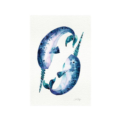 Blue Narwhals by Cat Coquillette - Painting on Canvas