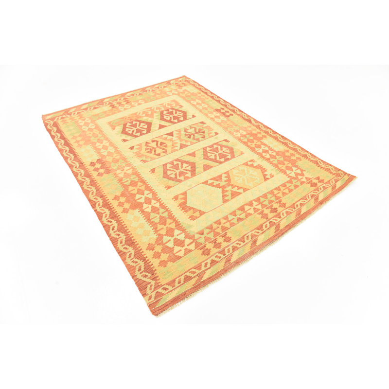 Elland One-of-a-Kind 4'10" X 6'8" New Age Wool Area Rug in Red