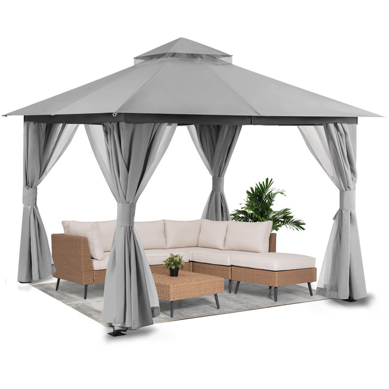 Pavillon de jardin en acier, 10 Ft. X 10 Ft., gris