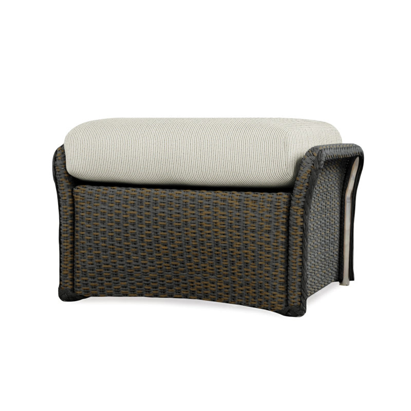 Weekend Retreat Outdoor Ottoman, Consider Indigo, Mink