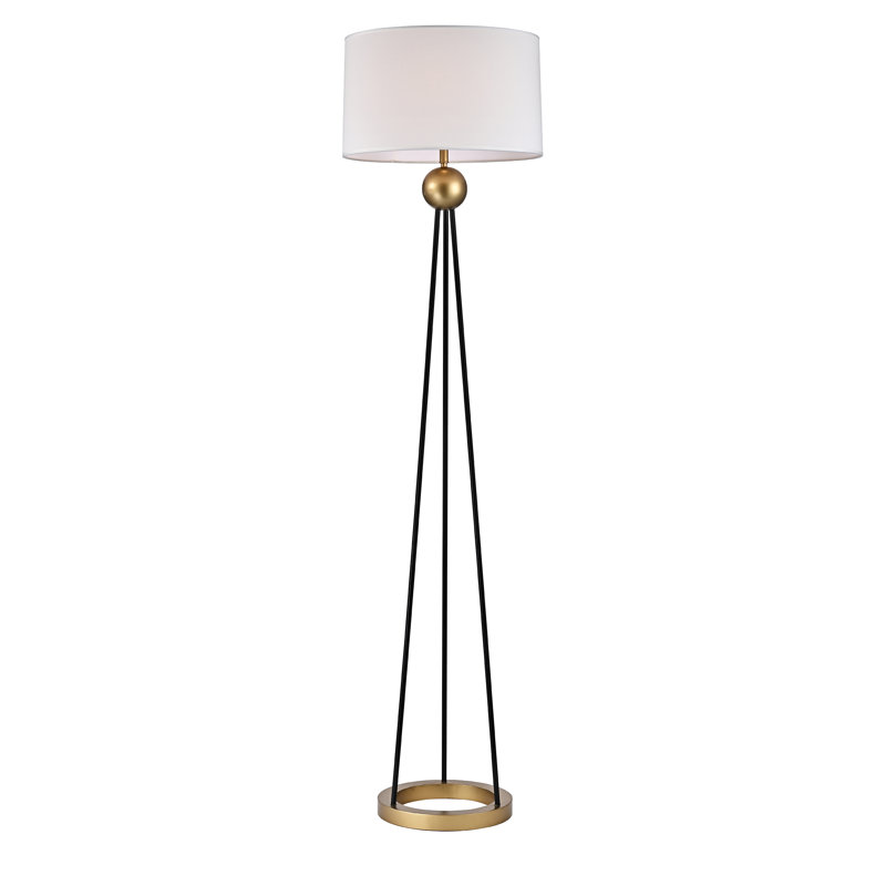 Arwen 69'' Gold Tripod Floor Lamp, White