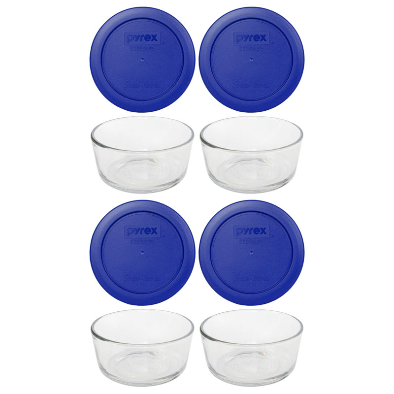 Bols en verre Pyrex 7200 et couvercles assortis 7200 PC, Bleu cadet