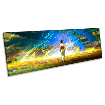 Geisha Asian Sunset Storm Panoramic 1 Piece Wrapped Canvas Panoramic Painting