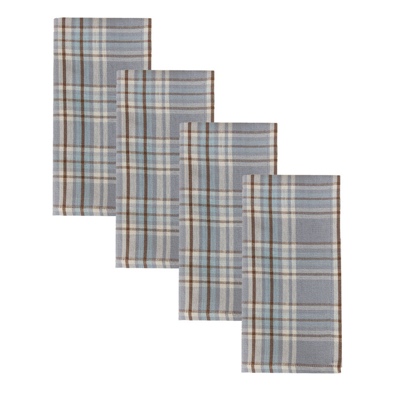  Ensemble de 4 serviettes de table en tissu écossais Horizon