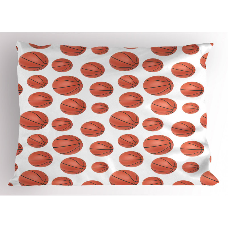 Basketball Print White Polyester Standard/Queen Pillow Sham