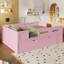 Lit plateforme en bois avec garde-corps et tiroir, rose-190520962-190520963