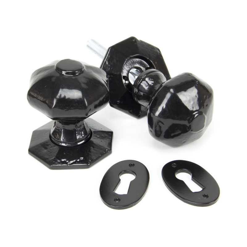 Octagonal Interior Mortise Door Knob, Black