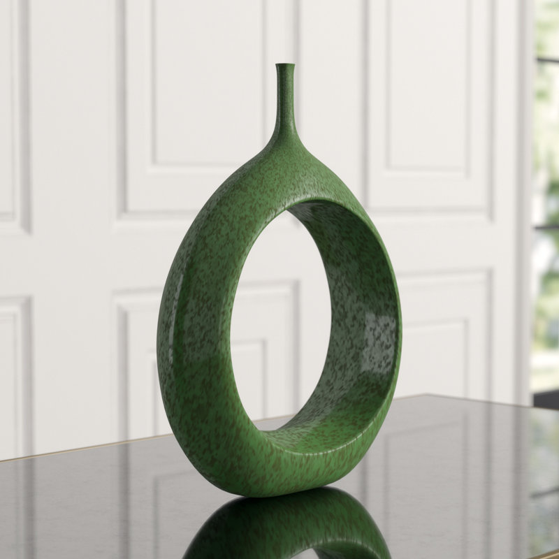 Open Ring Vase, Emerald, 16" H x 12" W x 4.25" D