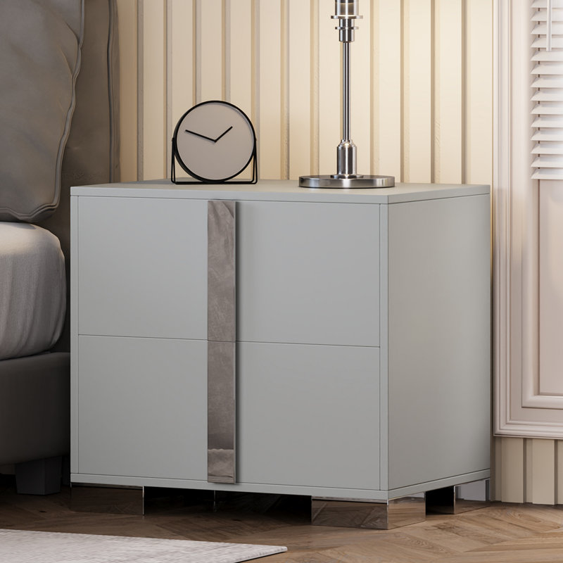 Table de chevet 2 tiroirs 2 tiroirs Design moderne, Gris