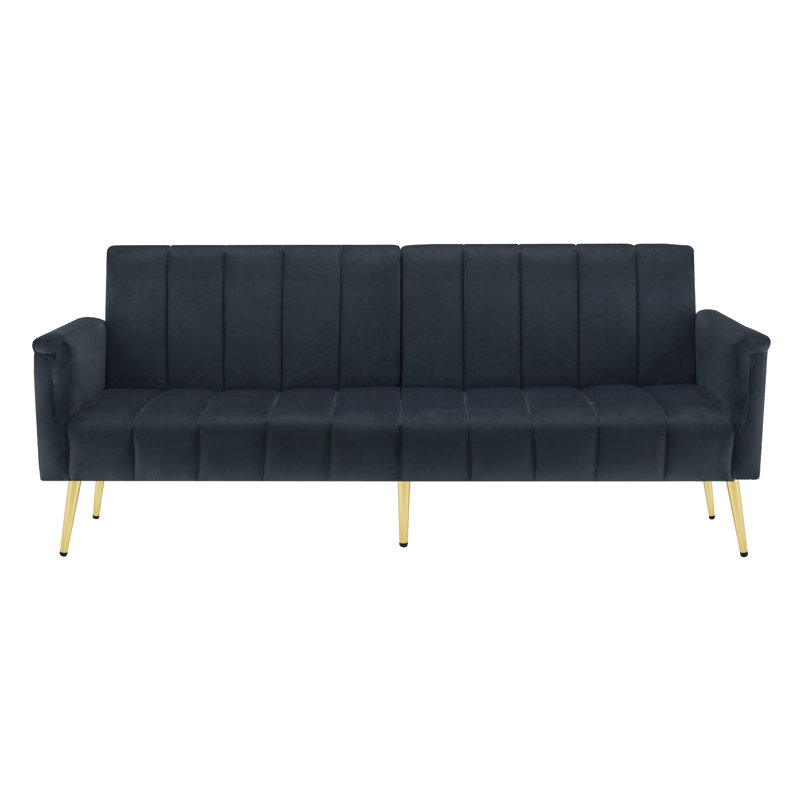 2 Seater Velvet Sofa Bed, Black