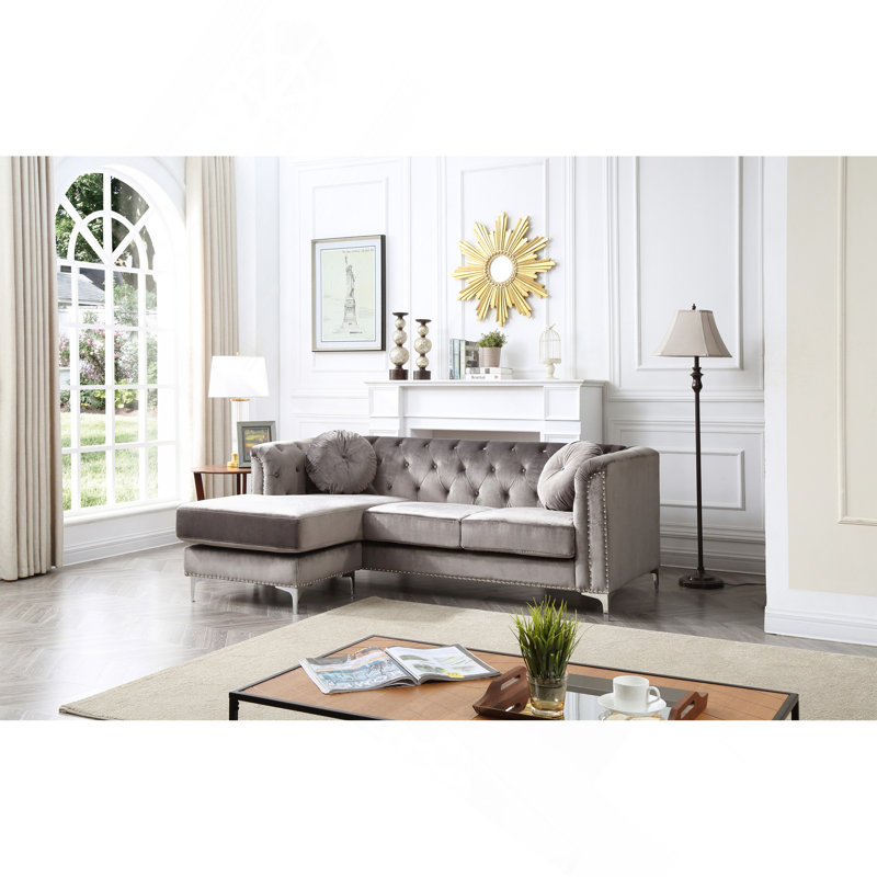 Sophisticated Dark Gray Sofa Chaise, Dark Gray