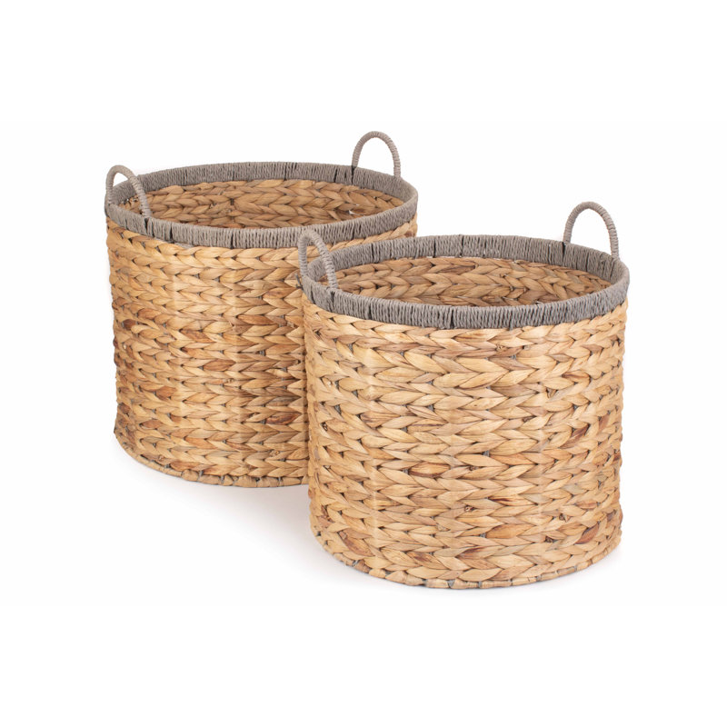 Wicker Round Rope Border 2 Piece Basket Set
