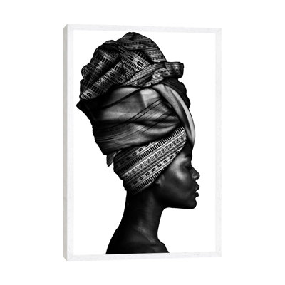 African Woman In Black And White by Danilo De Alexandria - Print on Canvas