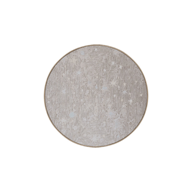Tapis beige soyeux et moelleux, Rond 7 pi