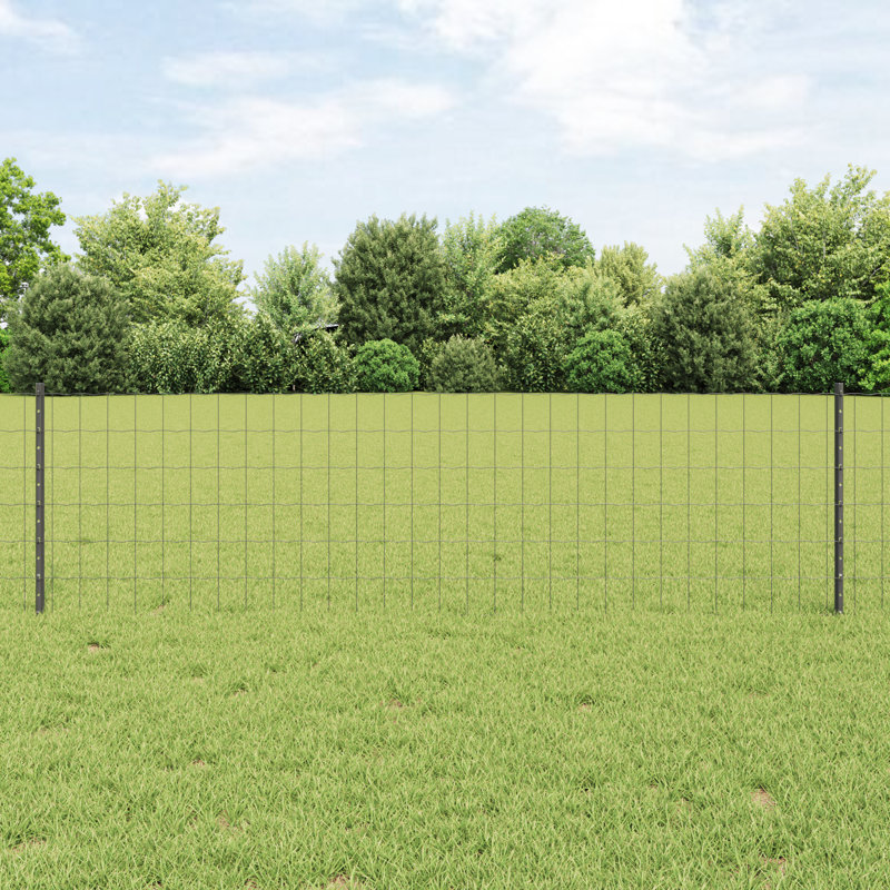 Vidaxl Euro Fence With 11 U Posts Steel, 60cm H x 2500cm W, Grey