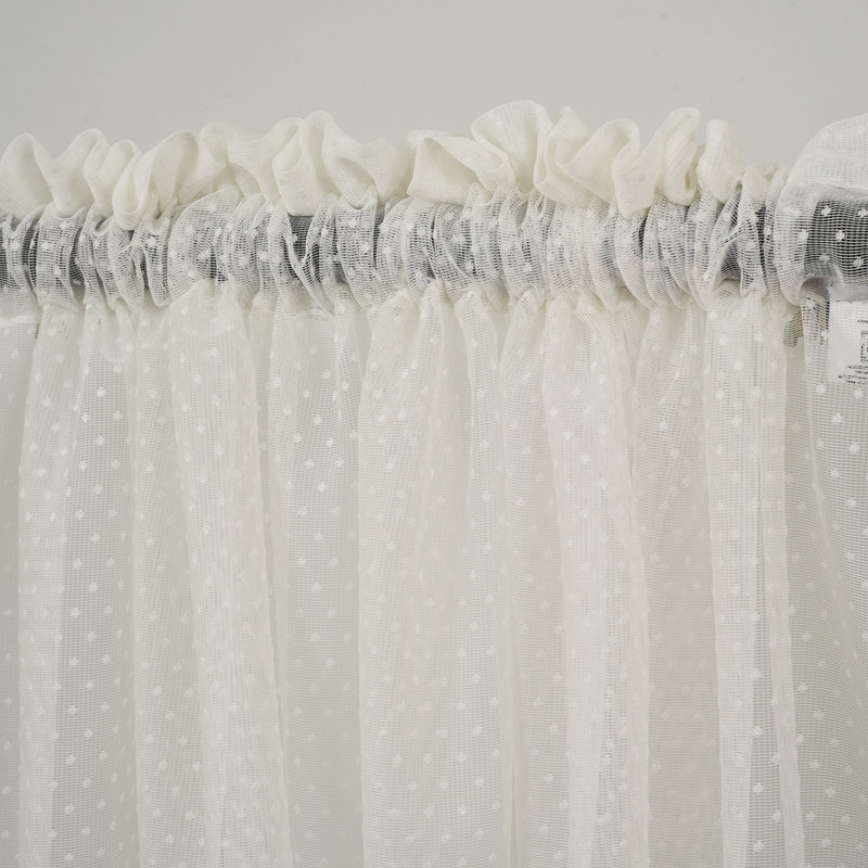 Extra Long and Extra Wide Dots Lace Patterned Sheer Curtain Panels, White, 100" W x 288" L