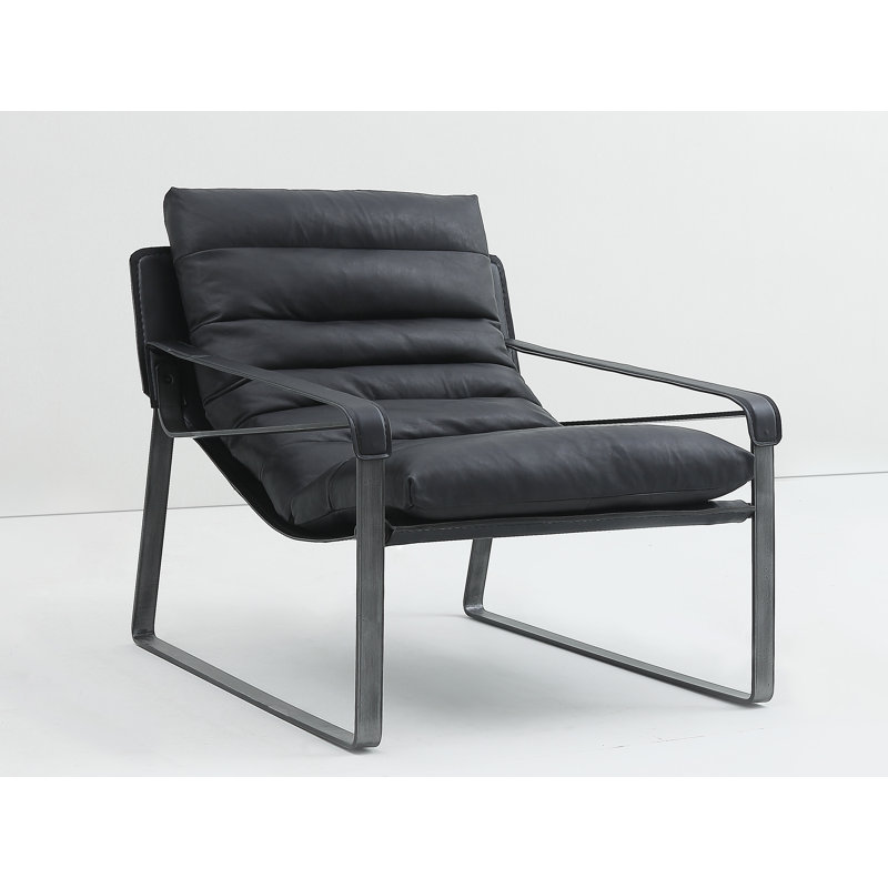 Méridienne Salgado, Cuir véritable noir onyx
