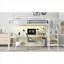Lit mezzanine haute avec rangement intégré pour chambre à coucher, grand lit en métal blanc classique avec bureau en L et garde-robe intégré