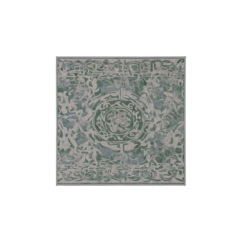 Machine Washable Gray Area Rug, Square 3'