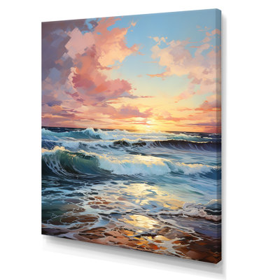«Beach Sunrise Tranquil Horizons», reproduction sur toile