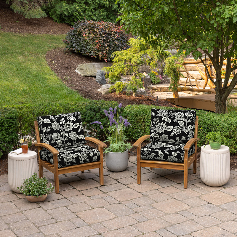 ARDEN Outdoor Lounge Chair 6" Cushion, Ashland Black Jacobean