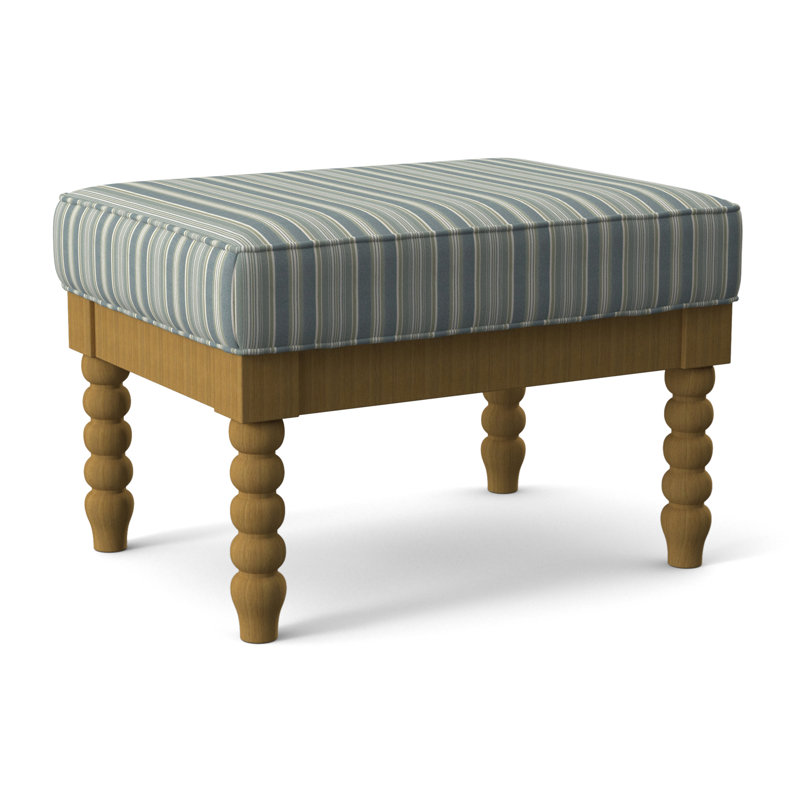 Lind Island Ottoman, Green and Blue Stripe, Honey Finish