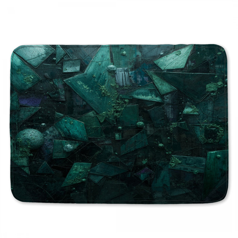 Tapis de bain texturé à motif géométrique abstrait, L 34 po x L 21 po