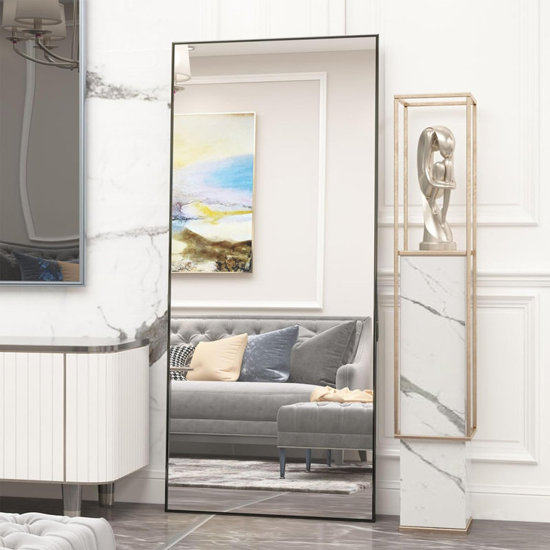 Aarati Aluminium Framed Freestading Full Length Mirror, Black