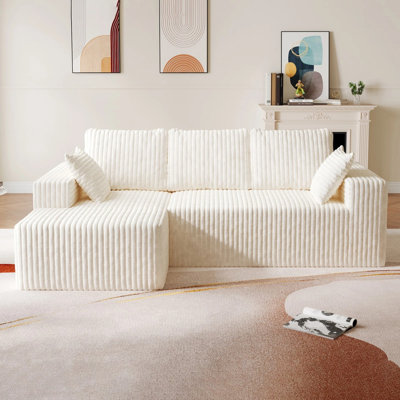 94" Cloud Sectional Couch With L-Shape Chaise,4 Seat Modern Modular Sofa With Deep Seat,Upholstered Couches For Living Room Bedroom, Boneless Couch (Beige, 94"+Left Facing Chaise)