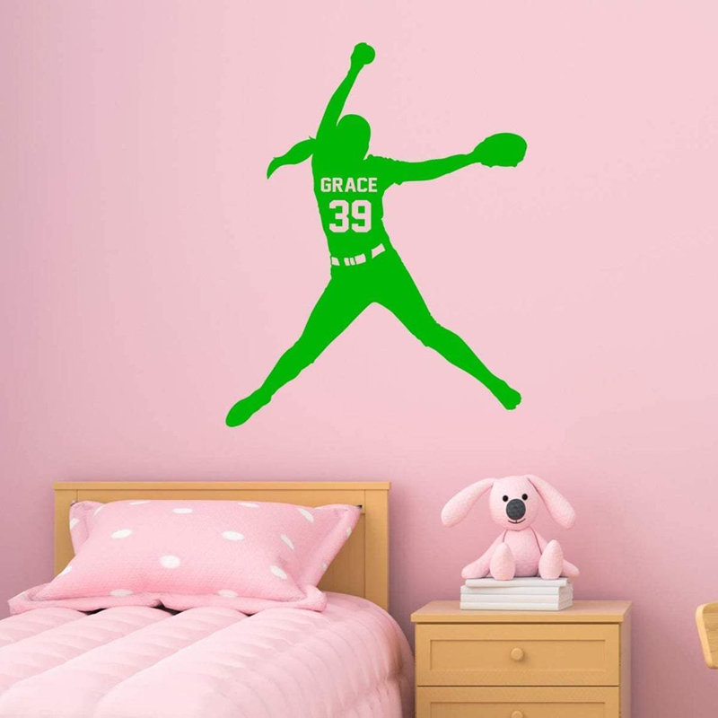 Adhésif décoratif pour cruche de balle Trinx Girls Softball - CS39, H 17 po x l 13 po, Vert
