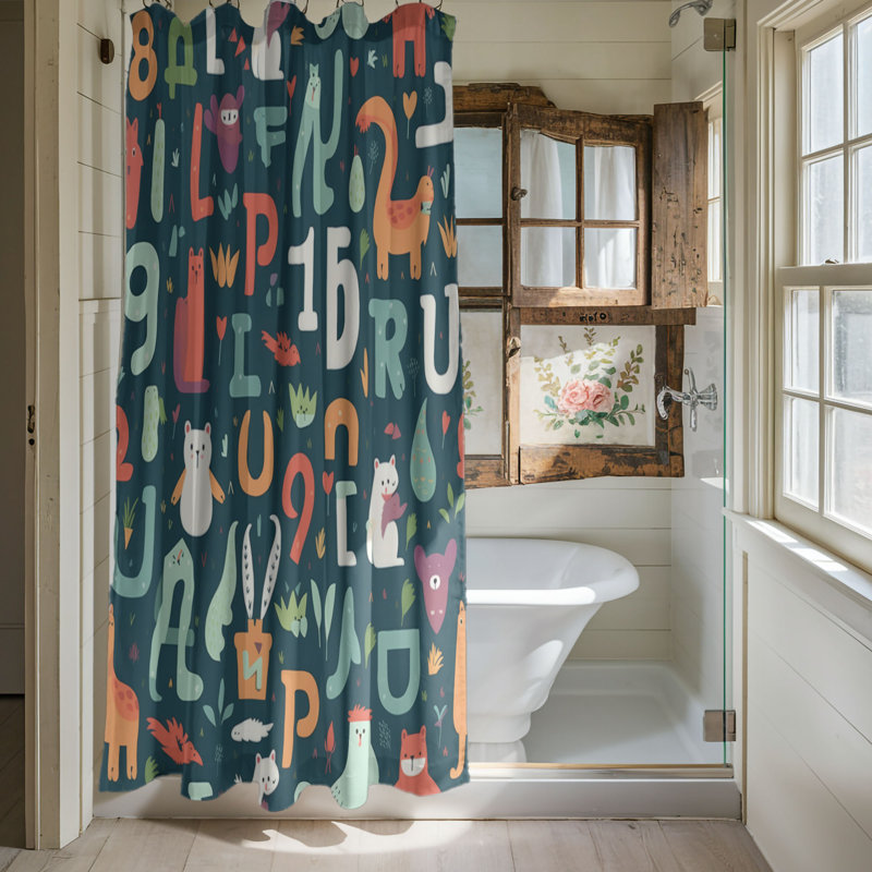 Fonts - Rideau de douche Premium, H 74 po x l 71 po