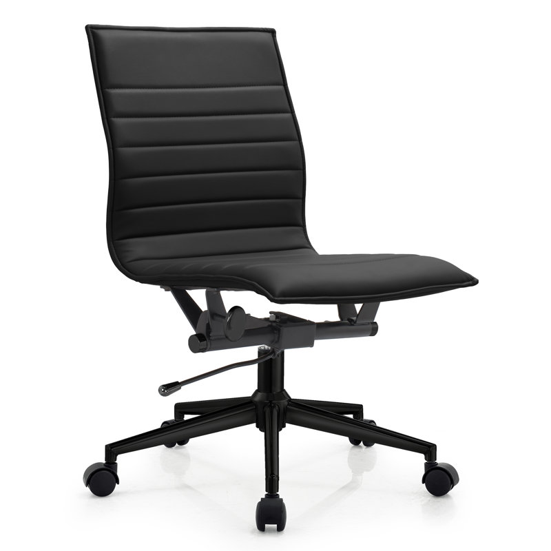 Crowther Mid Century Modern Contemporary Ergonomic Office Chair Modern Wide Armless With Wheels Pads Arm  Swivel Adjustable Executive Pads Seat