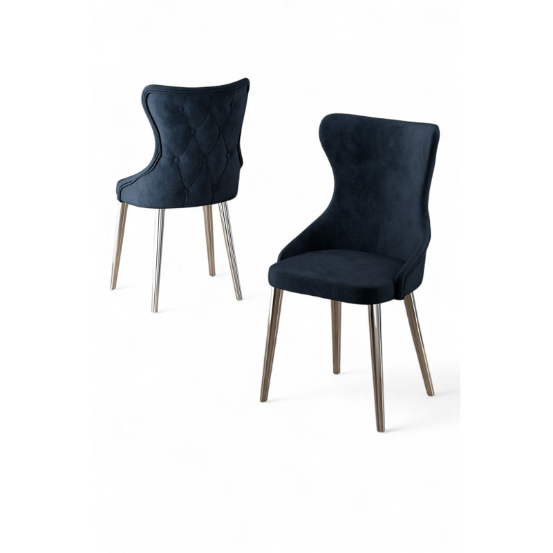 Ensemble de chaises modernes 4 pièces, anthracite et chrome | Structure 100% métal, envers en contreplaqué, tissu Babyface | Dimensions: 17,7 po x 35,8 po x 18,1 po | Confortable dossier 22 en mousse et siège en mousse 28 po | Idéal pour les hôtels et les espaces contemporains