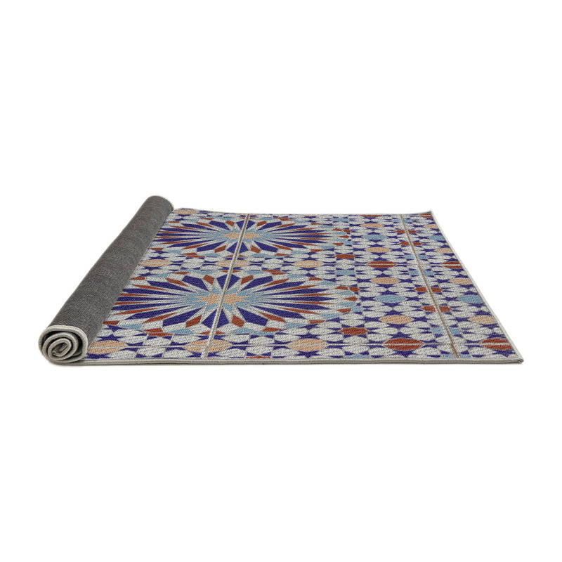 Tapis mauve/gris tissé à la machine, Rond 7 pi
