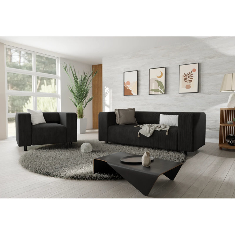 Sofie 2 - Piece Living Room Set, Black