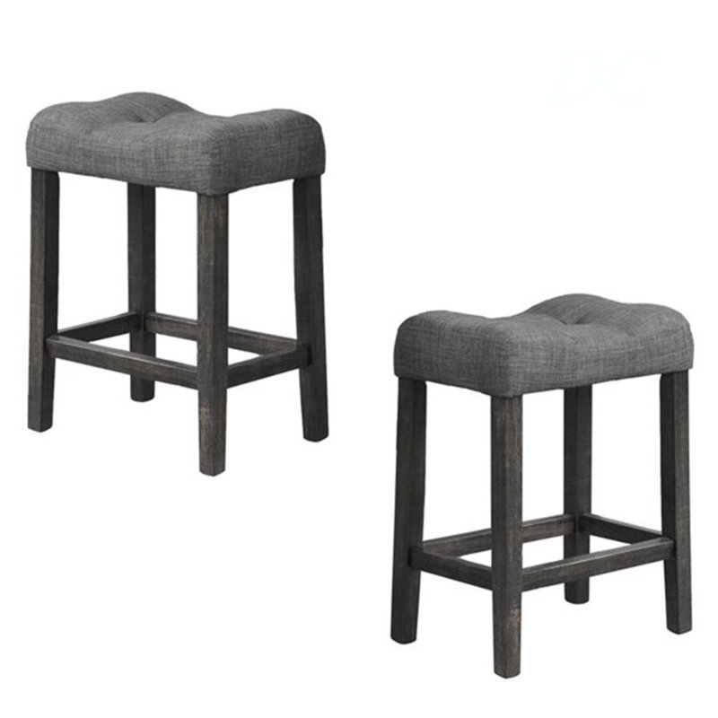 Ensemble de 2 tabourets de comptoir à hauteur de comptoir, tabouret de style transitionnel avec repose-pieds, tabouret de bar gris anthracite