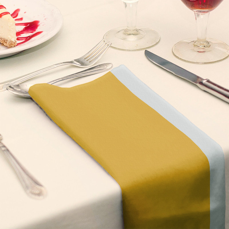 Striped Square Napkin, 10" x 10", Pittsburgh Gold/White/Black, Polyester