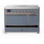 Cuisinière à induction 48 pouces avec 6 éléments à induction en bleu-gris (garniture cuivre) Majestic III Series-124828831-124828830