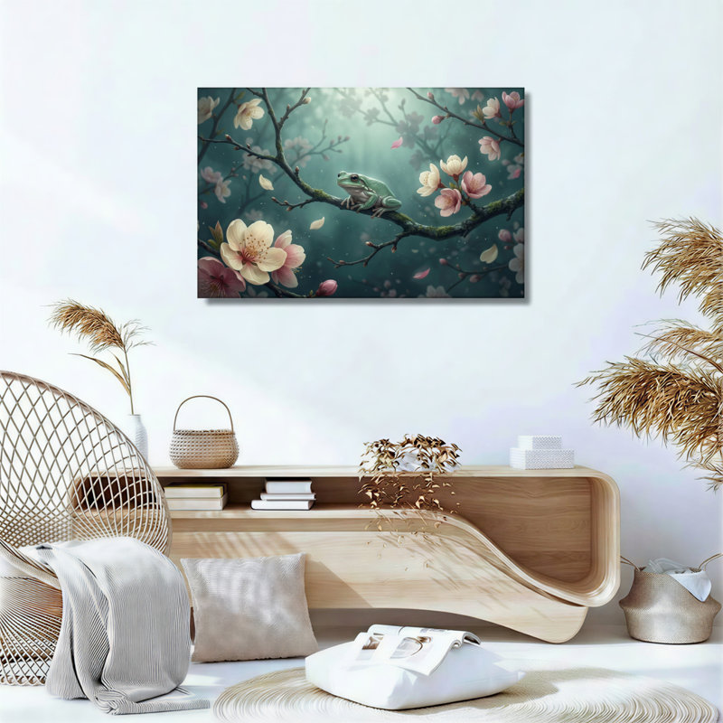 «Frog Blossom», reproduction d'art sur toile, ensemble de 1, H 20 po x l 30 po, Toile tendue