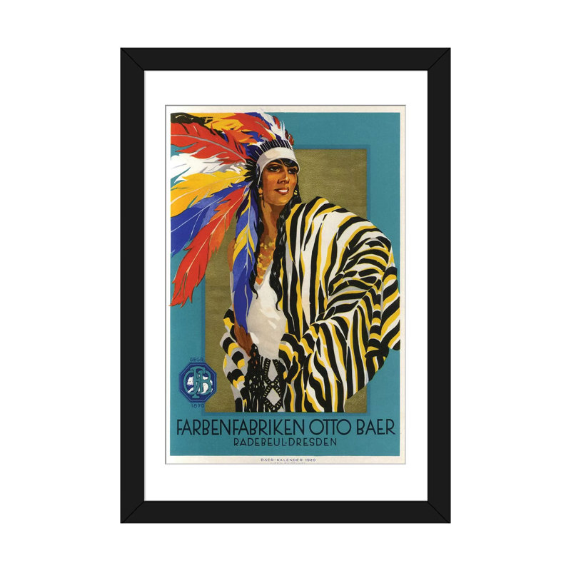«Native American vêtements, 1929», impression sur toile, H 24 po x l 16 po x P 1 po, Papier d'art encadré noir, Blanc