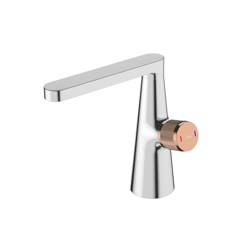 Robinet de salle de bain à un trou, Chrome / or rose