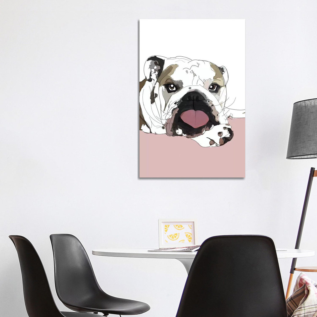 Englische Bulldogge Liebe von Sketch And Paws - Galerie-verpackte Leinwand Giclée auf Leinwand