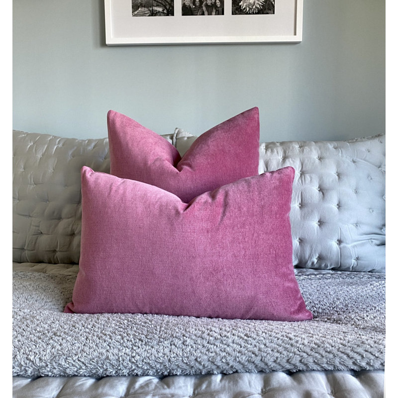 Housse de coussin en velours uni, Rose, H 20 po x l 20 po