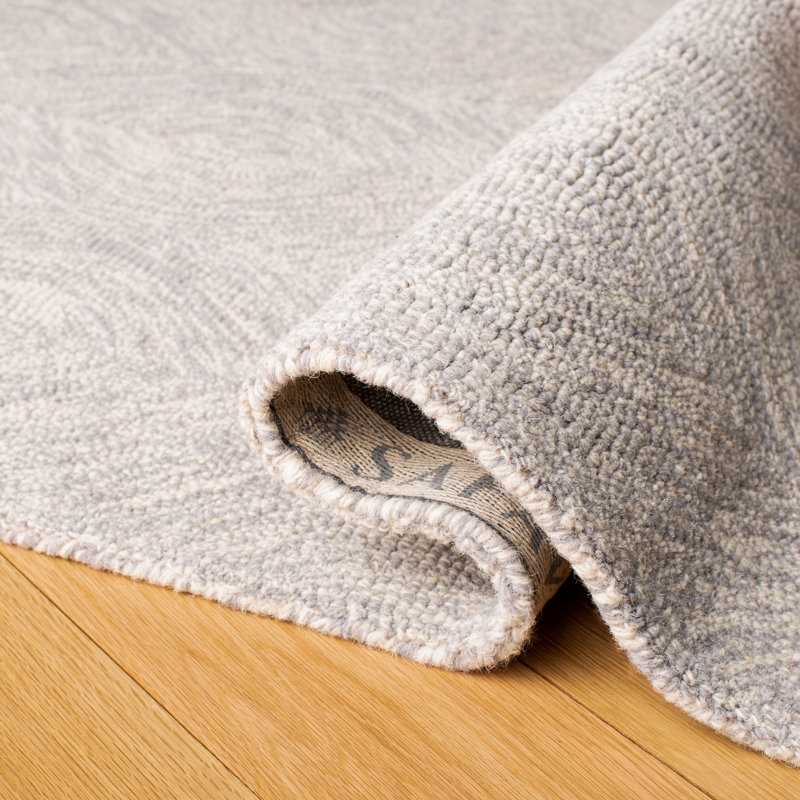 Laine et coton touffetés à la main Vedika avec motif abstrait en latex, Tapis de couloir 2 pi 3 po x 7 pi