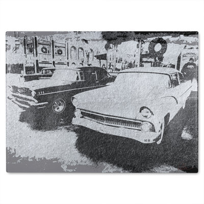 Cool Cars Satin Glass Chopping Board